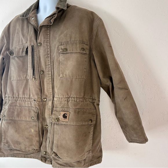 CARHARTT VTG 90s Distressed Canvas Blanket Lined Barn Chore Jacket Brown XL USA - Picture 5 of 16